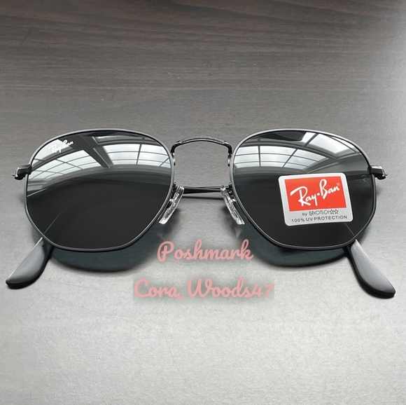 RayBan Hexagonal Black Lenses RB3548N Black Frame Unisex New - Picture 9 of 16
